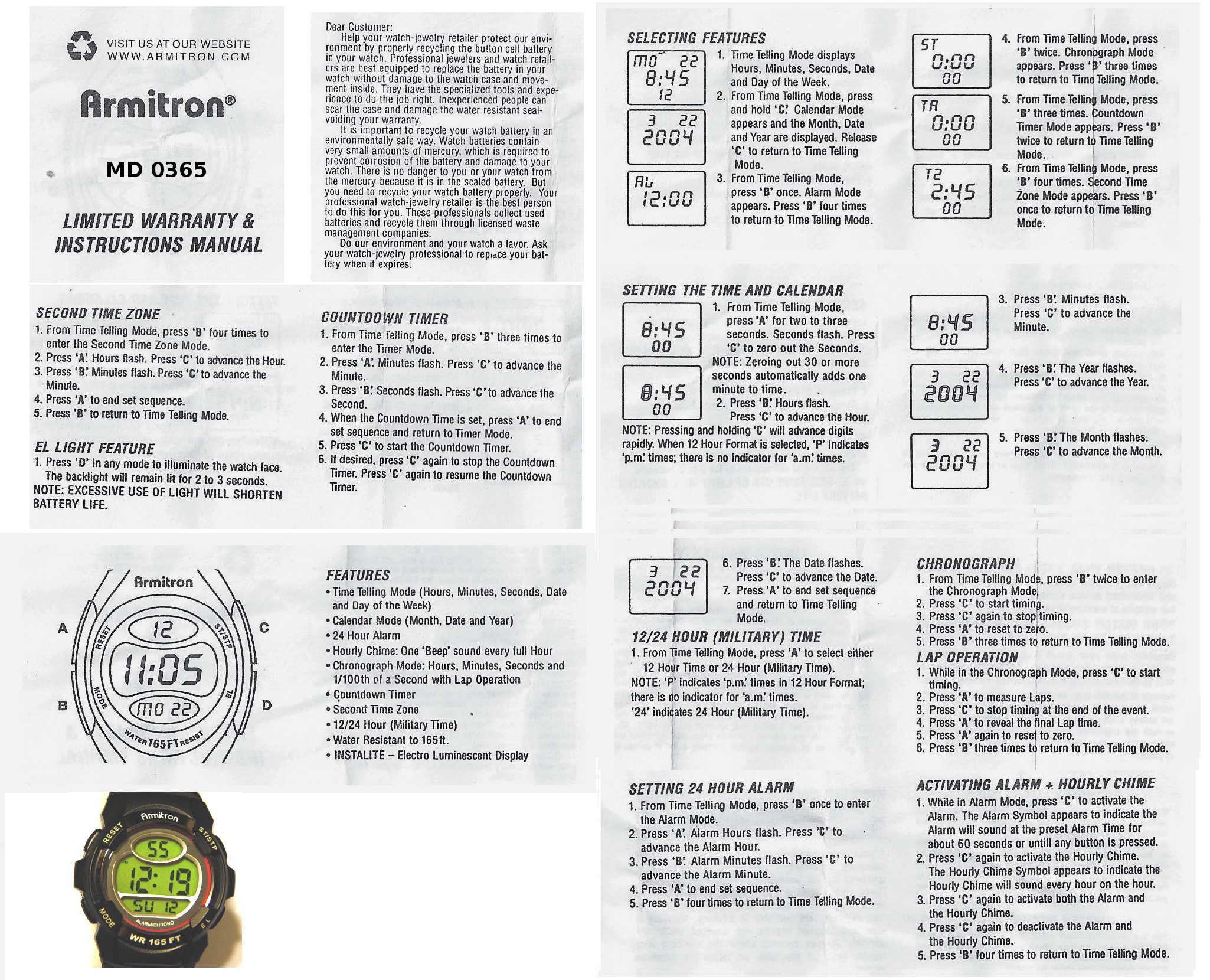 Armitron watch 40/8246, M0935 (WR330FT 